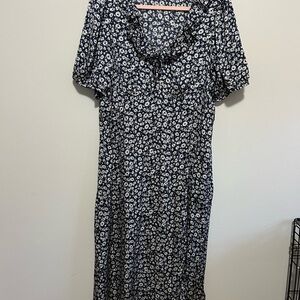 GAP Navy Blue Floral Midi Dress